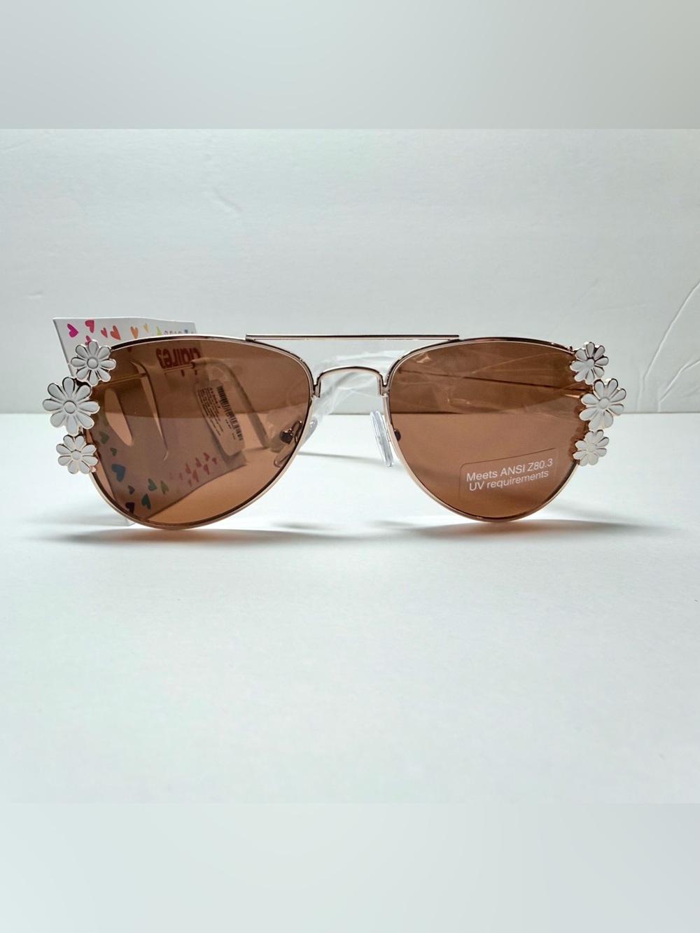 Claire's Brown Lens Sunglasses with White Floral Accents